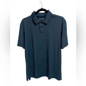 Tasso Elba Supima Blue Polo Shirt Sz Large